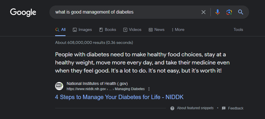 good management of diabetes